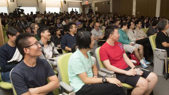 auditorium packed with students