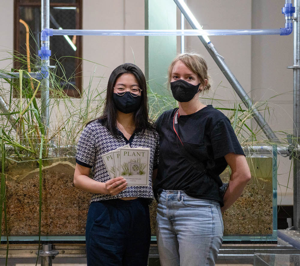 Brain and Kim in front of wetland exhibit